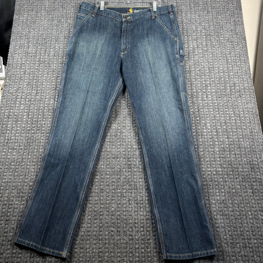Carhartt 103327-966 Relaxed Fit Carpenter Jeans Utility 40x32 Blue Denim